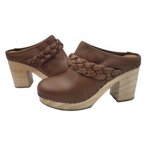 NEW Dolce Vita Hila Braided Mule Clog Heel Saddle Leather Brown Women's Size 7